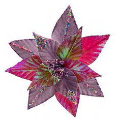 10.2- Inch Fuchsia Iridescent Sequin Christmas Flower Pick, Glitter Poinsettia Ornament for Christmas Tree, Sparkling Holiday Floral Decoration for Xmas Tree & Home Decor