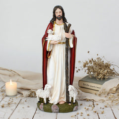 12 Inch Good Shepherd Statue in Resin,Imagem Jesus Bom Pastor, Jesus Christ Figure, Home Decor, Religious Gift,Resin Christ carrying Baby Lamb