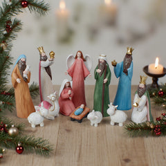 8 Inch Nativity Set, set 11pcs,Nativity Christmas Sets Gifts, Christmas Resin Scenes Figures Sets Tabletop,Christmas Collectibles Figurines Statue Decor,Handcrafted Resin Nativity Sets for Home, Modern Christmas Figurine