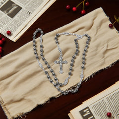 Grey 8mm Beads Rosary with our lady of gudalupe medal and Crucifix,Religious Gift Rosaries, Catholic Rosary Necklace, Beads Rosaries, Jesus Crucifix Cross Rosary for prayer