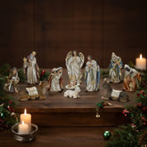 8 Inch Nativity Set, set 11pcs,Nativity Christmas Sets Gifts, Christmas Resin Scenes Figures Sets Tabletop, Christmas Collectibles Figurines Statue Decor, Handcrafted Resin Nativity Sets with Creche, Traditional Christmas Figurine