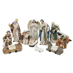 36 Inch Large Nativity Set, set 11pcs,Large Nativity Christmas Sets in church, Outdoor Christmas Resin Scenes Full Color, Fiberglass Christmas Collectibles Figurines Statue , Traditional Christmas Figurine Outdoor