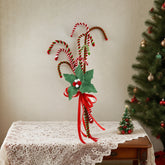 12 Inch Fabric Candy Cane Ornaments,Red and White Cane Decorations, Holly Bundle Christmas Tree Spray, Faux Red and Green Candy Canes, Wreath Attachments, Tree trimming, Christmas Wreath Accessories, Red White Woolen Candy Curly Picks