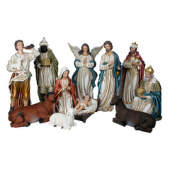 32 Inch Large Nativity Set, set 12pcs,Large Nativity Christmas Sets in church, Outdoor Christmas Resin Scenes Full Color, Fiberglass Christmas Collectibles Figurines Statue , Traditional Christmas Figurine Outdoor
