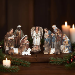 12 Inch Nativity Set, set 11pcs,Nativity Christmas Sets Gifts, Christmas Resin Scenes Figures Sets Tabletop,Christmas Collectibles Figurines Statue Decor,Handcrafted Resin Nativity Sets in small size, Traditional Christmas Figurine