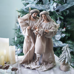 19 Inch Fabric Standing Holy Family,Nativity Christmas Set Fabric Clothes, Christmas Resin Scenes Figures Sets Tabletop,Christmas Collectibles Figurines Statue Decor,Handcrafted Resin Nativity Set Fabric Clothes Traditional Christmas Figurine