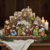 11 Inch Cartoon Nativity Scene One Pieces,MINI Nativity Christmas Gifts, Christmas Resin Scenes Figures Sets Tabletop, Kids Christmas Collectibles Figurines Statue Gifts, Traditional One Piece Christmas Figurine