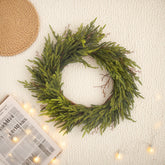 25 Inch Plain Soft Green PE Wreath w/Glitter,Artificial Outdoor Natural Touch Cedar Wreath with Glitter, Soft Touch Cedar Wreath for Fireplace Table Wall, Green Artificial Greenery Wreath for Indoor, Outdoor Christmas Decorations Original Green