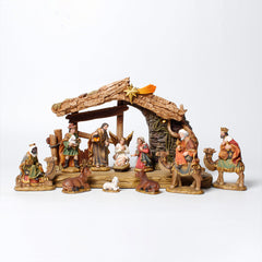 5 Inch Nativity Set with Stable, set 12pcs,Nativity Christmas Sets Gifts, Christmas Resin Scenes Figures Sets Tabletop, Christmas Collectibles Figurines Statue Decor, Handcrafted Resin Nativity Sets with Creche, Traditional Christmas Figurine