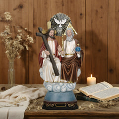 26 Inch Holy Trinity in Resin,Holy Trinity Gold Sunburst Design, Santisima Trinidad Resin Craftsmanship, Holy Trinity Father Son Holy Spirit Religious Statue,igurine Estatua Santisima Trinidad Religious Catholic Gift