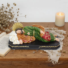 12 Inch Dreaming Saint Joseph in Resin,Peacefully Praying Patron Saint Jose Sleeping,San Jose san Dormido Tabletop Figurine,Saint Joseph Sleeping Resin Statue,San Jose Dormido Estatuas Catholic Home Decor,Joseph Statue Renaissance Collection