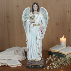 24 Inch St. Gabriel in Resin,Resin Catholic Gift Saint Gabriel The Messenger of God Figurine,Archangel Saint Gabriel Statue, Archangel Gabriel Statue Inspiring Religious Gift