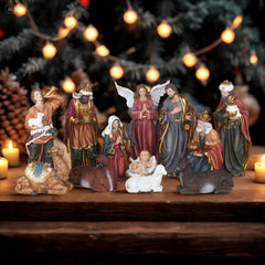 16 Inch Nativity Set, set 12pcs,Nativity Christmas Sets Gifts, Christmas Resin Scenes Figures Sets Tabletop,Christmas Collectibles Figurines Statue Decor,Handcrafted Resin Nativity Sets, Traditional Christmas Figurine
