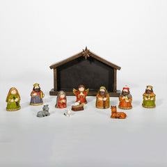 12 Inch MINI Nativity Set, set 12pcs,Kids Nativity Christmas Sets Gifts, Christmas Resin Scenes Figures Sets Tabletop, Christmas Collectibles Figurines Statue Decor, Handcrafted Resin Nativity Sets with Creche, Traditional Cartoon Christmas Figurine