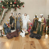 48 Inch Large Nativity Set, set 11pcs,Large Nativity Christmas Sets in church, Outdoor Christmas Resin Scenes Full Color, Fiberglass Christmas Collectibles Figurines Statue ,Handcrafted Resin Nativity Sets in big size,