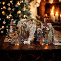 12 Inch Nativity Set with Stable, set 12pcs,Nativity Christmas Sets Gifts, Christmas Resin Scenes Figures Sets Tabletop,Christmas Collectibles Figurines Statue Decor,Handcrafted Resin Nativity Sets with Creche, Traditional Christmas Figurine