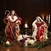 16 Inch Fabric Holy Family Set, Red, set 3pcs,Nativity Christmas Set Red Fabric Clothes, Christmas Resin Scenes Figures Sets Tabletop,Christmas Collectibles Figurines Statue Decor