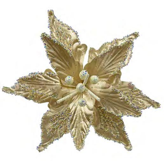 12.5-Inch Gold Glitter Christmas Flower Tree Topper – Sparkling Holiday Tree Top Decoration, Elegant Christmas Tree Ornament Topper for Festive Home & Xmas Party Decor