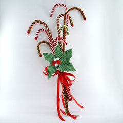 12 Inch Fabric Candy Cane Ornaments,Red and White Cane Decorations, Holly Bundle Christmas Tree Spray, Faux Red and Green Candy Canes, Wreath Attachments, Tree trimming, Christmas Wreath Accessories, Red White Woolen Candy Curly Picks