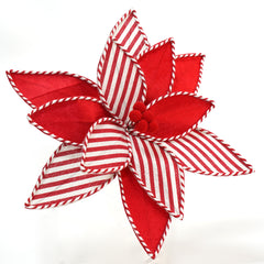 9 Inch Red and White Christmas Flowers,Fabric and Felt Poinsettia, Flora Candy Striped Poinsettia Flower Picks, Factory Direct Craft Artificial Flowers for Tree Decorating and Christmas Displays