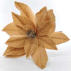 12 Inch Beige Christmas Flowers,Velvet Poinsettia Stem for Christmas Tree, Artificial Poinsettia Flower for Party, Christmas Artificial Flowers,