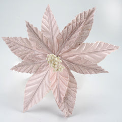 12 Inch Large Pink Christmas Flowers,Velvet Poinsettia Stem for Christmas Tree, Artificial Poinsettia Flower for Party, Christmas Artificial Flowers