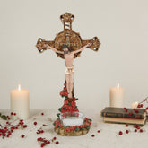 9 Inch Crucifix with Candle- Resin,Crucifix with Stand,Hanging Crucifix, ChristianGifts, Crucifixion,Crucifixion of Jesus