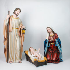 36 Inch Three Piece Resin Outdoor Nativity Set with Mary, Joseph and Baby Jesus, set 3pcs,Large Nativity Christmas Sets in church, Outdoor Christmas Resin Scenes Full Color, Fiberglass Christmas Collectibles Figurines Statue