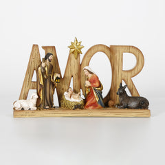 7 Inch AMOR Design Holy Family,Religious Gifting Nativity Holy Family Scene With AMOR, Nativity Scene Love Nacimiento amor Christmas Jesus Holiday Gift