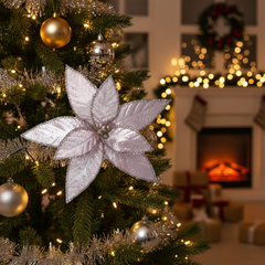 11.8-Inch Light Purple Diamond Rhinestone Christmas Tree Topper Flower – Elegant Sparkling Tree Topper Ornament for Christmas Tree Decorations, Holiday Home & Party Decor
