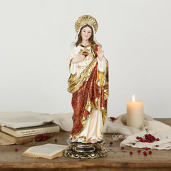 12 Inch Sacred heart of Mary in resin，Catholic Home Decor, Virgin Mary Art, Immaculate Heart of Mary Statue, Sacred Heart Statue