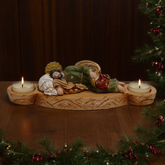 10 Inch Sleeping Joseph Candle Holder，Saint Joseph, St Joseph Collection, Sleeping Joseph Statue, Resin Candle Holder with San Joseph