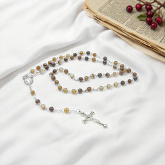 Multicolor Rosary with our lady of grace center and Crucifix，Religious Gift Rosaries, Catholic Rosary Necklace, Beads Rosaries, Jesus Crucifix Cross Rosary for prayer