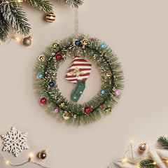 5 Inch Giftbox Wreath Ornaments，Glitter Small Wreath Decorations, Mini Christmas Wreath Ornaments Bells and Bow for Tree Hanging Home Decor and Wrapping for Holiday Celebrations, Mini Ball Wreath with Holy Family Animals Hanging Decorations,