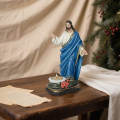 12 Inch Jesus Candle Holder，Sagrado Corazón de Jesús, St Jesus Collection, Sanit Jesus Statue, Resin Candle Holder with San Jesus, Feast of the Jesus