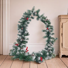 105 Inch Xmas PVC Snow Garland， PVC Tips, Pinecones, Bunches head Red Berries ，Christmas Wreath Decorations Garland XMAS Pine Cone Imperial Fireplace Table Wall, Christmas Garland Decorations Durable & Bendable Branches, Holiday Greenery Christmas Garland
