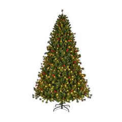 150 Inch Pre-Lit Artificial Christmas Tree with Pine Cones Berries Green，Spruce Artificial Holiday Christmas Tree for Home, Office, Party Decoration w/ Easy Assembly, Fraser Fir Blue-Green Needles Tree, Classical Balsam Fir Tree for Christmas