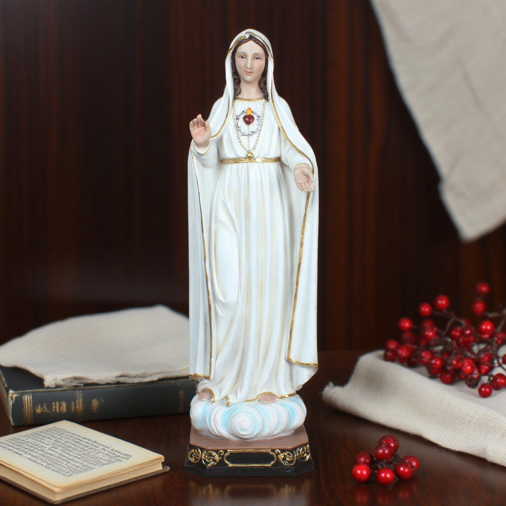 24 Inch Our Lady of Fatima in resin，Virgin Mary Statues, Mother of God Large Holy Madonna Resin Religious, Virgin Mary Praying Statue, Home and Garden Religious Figurines
