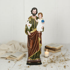 18 Inch St. Joseph with Child in Resin，Saint Joseph Resin Figurines, Religious Gift St. Joseph, St. Joseph and Child Jesus Figure, Saint Joseph Collection Figure