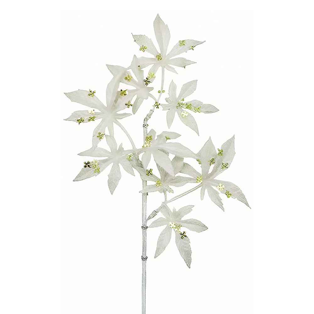 35 Inch White Maple Leaf Christmas Spray with Glitter, Artificial Christmas Picks, Glitter Holiday Floral Stems, Xmas Tree Branch Ornaments, Christmas Tree Decoration