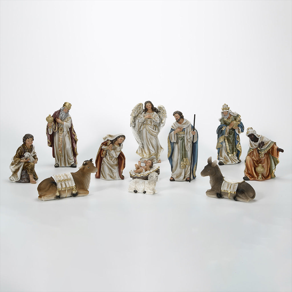 8 Inch Nativity Set, set 11pcs,Nativity Christmas Sets Gifts, Christmas Resin Scenes Figures Sets Tabletop, Christmas Collectibles Figurines Statue Decor, Handcrafted Resin Nativity Sets with Creche, Traditional Christmas Figurine