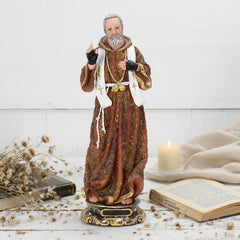 12 Inch Saint Pio in Resin，Statue Saint Pio Priest Religious Figure, Polyresin Hand Painted Religious Collectible Figurine Statue, Statue Figurine Figura Catholic Religious Gift Estatua Figura