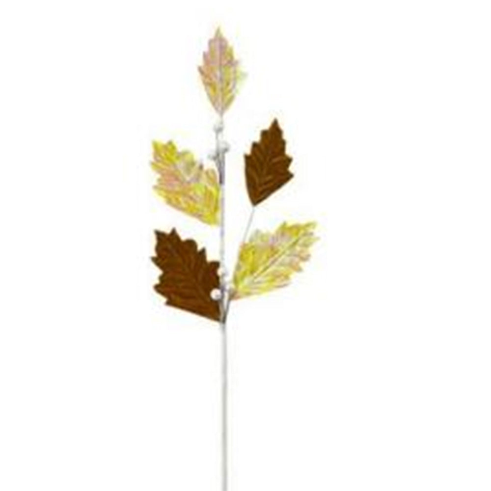 27.5 Inch Gold Leaf Christmas Spray, Glittered Holiday Pick for Christmas Tree Decoration, Artificial Christmas Branches for Holiday Floral Arrangements