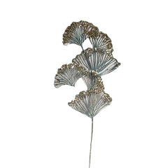 27.5 Inch Blue Ginkgo Leaf Christmas Spray, Artificial Christmas Picks for Tree Decoration, Holiday Floral Stem Ornament
