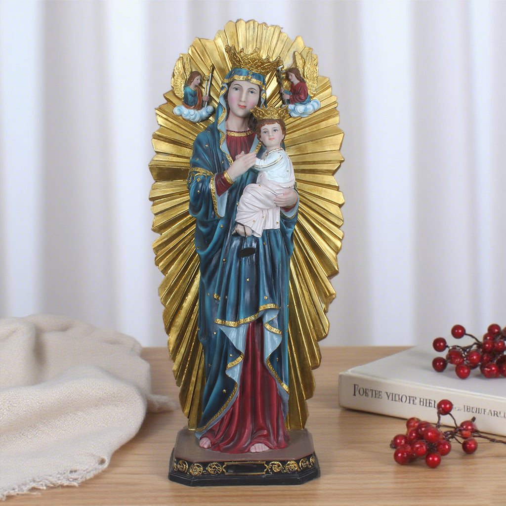 34 Inch Our Lady Of Perpetual Help in resin，Catholic Religious Statue Sculpture Figurine, Mother Mary Collection, Catholic Statue Virgin Mary Figure, Home and Garden Religious Figurines