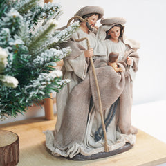 19 Inch Fabric Standing Holy Family，Nativity Christmas Set Fabric Clothes, Christmas Resin Scenes Figures Sets Tabletop,Christmas Collectibles Figurines Statue Decor,Handcrafted Resin Nativity Set Fabric Clothes Traditional Christmas Figurine