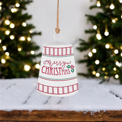 10 inch Red & White Plastic Bell Ornament with ‘Merry Christmas’ – Plastic Bell Christmas Tree Decoration, Festive Holiday Hanging Ornament, Christmas Tree Hanging Decoration