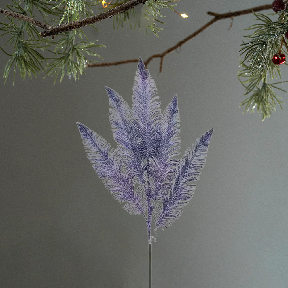 33 Inch Purple Feather Christmas Picks, Decorative Xmas Sprays, Artificial Feather Branch for Christmas Tree Decorations, Holiday Floral Picks