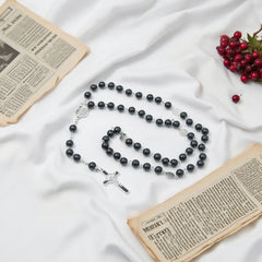 St Benedit coins Rosary with black Jesus Crucifix，Religious Gift Rosaries, Catholic Rosary Necklace, Beads Rosaries, Jesus Crucifix Cross Rosary for prayer