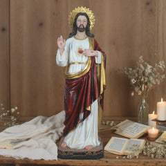 35.5 Inch Sacred Heart of Jesus  in Resin，Sacred Heart of Jesus Statue, Jesus Christ Catholic Figurine, Jesus Religious Gift, Jesus Heavenly Protectors